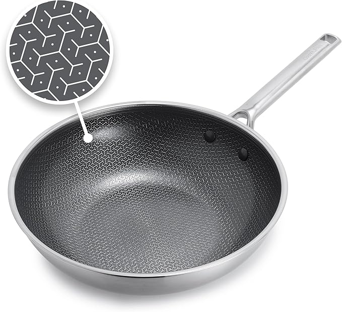 GreenPan Hybrid 11” Nonstick Stainless Steel Wok Pan, APEX Tri-Ply Thermobond PFAS-Free Ceramic Skillet, Induction & All Cooktop Compatible, Oven Temp to 850°F, Dishwasher Safe, Silver