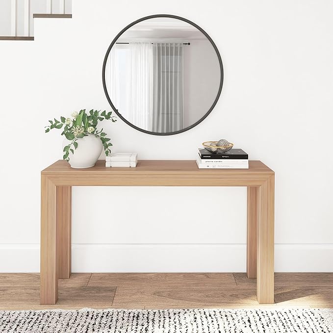 Plank+Beam Modern Solid Wood Console Table, 56 Inch, Sofa Table, Narrow Entryway Table for Hallway, Behind The Couch, Living Room, Foyer, Easy Assembly, Blonde