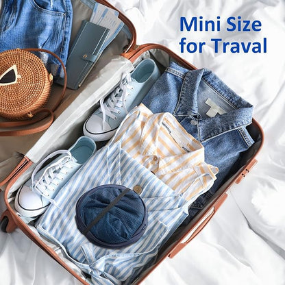 TECHMILLY Collapsible Mesh Pop Up Laundry Hamper with Sturdy Handles and Side Pocket - Portable Foldable Clothes Baskets for Dorm, Bathroom & Travel Storage (Blue, 3 Packs)