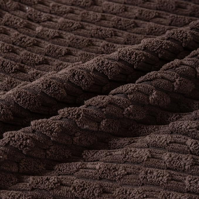 Set of 4 Beige Brown Coffee Decorative Throw Pillow Covers 24x24 Inch Corduroy Pillow Covers for Bed Couch Sofa Living Room Soft Square Cushion Cases