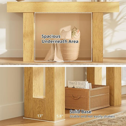 63 Inches Long Console Table for Entryway with Drawers, Wooden Sofa Table Behind Couch, Entry Table for Living Room, Foyer, Hallway, Natural