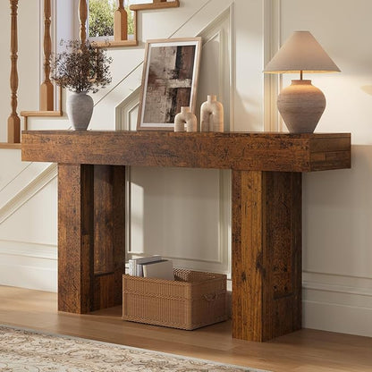 63 Inches Long Console Table for Entryway with Drawers, Wooden Sofa Table Behind Couch, Entry Table for Living Room, Foyer, Hallway, Distressed Brown