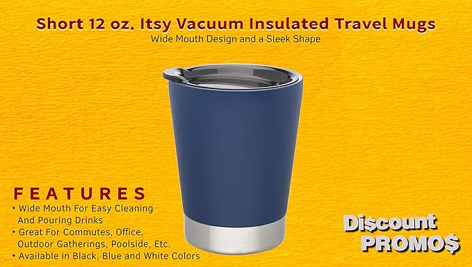 DISCOUNT PROMOS 12 oz. Itsy Vacuum Insulated Travel Mugs - 6 Pack - Blue