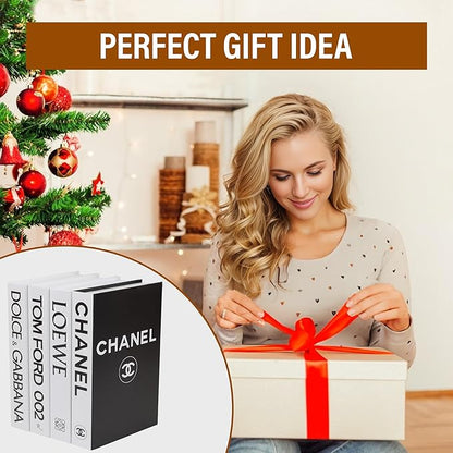 White Large | 4 PCS Faux Decorative Books for Home Decor | Not Real Books (Cardboard Boxes) | Coffee Table, Bookshelf & Shelf Styling Display Props for Living Room, Office