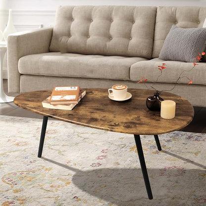 Modern Coffee Table for Living Room Small Mid Century Coffee Tables Rustic Oval Coffee Tables Retro Accent Sofa Center Tables for Living Room Easy Assembly 22" D x 43" W x 18" H