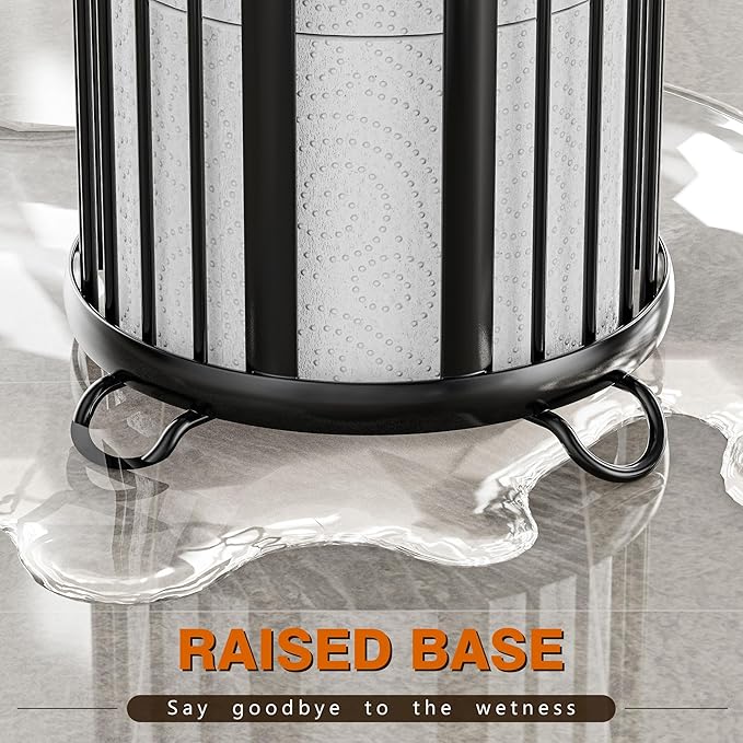 Bunoxea Toilet Paper Holder Stand, Freestanding Toilet Tissue Organizer, Minimalistic Storage Solution, Reserve Mega Rolls,Modern Black-2PACK