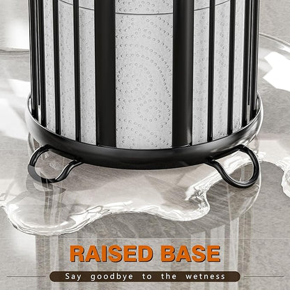 Bunoxea Toilet Paper Holder Stand, Freestanding Toilet Tissue Organizer, Minimalistic Storage Solution, Reserve Mega Rolls,Modern Black-2PACK