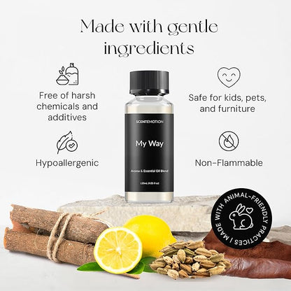 My Way Diffuser Oil Inspired by The 1 Miami Beach Scent, Scent Diffuser Oil with Notes of Cardamom, Leather, Lemon & Iris, Aromatherapy Fragrance, Essential Oil Blend | 120ml, 4.05 fl oz