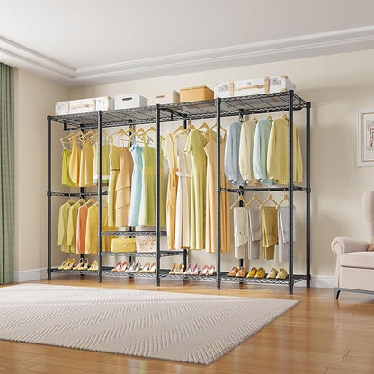 VIPEK V40 Plus Extra Large Clothes Rack Heavy Duty Clothing Rack for Hanging Clothes, Multi-Functional Closet Organizer System Freestanding Wardrobe Closet for Bedroom, Max Load 1300lbs, Black