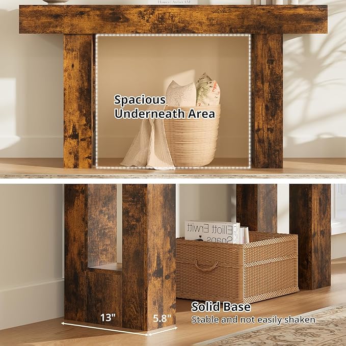 63 Inches Long Console Table for Entryway with Drawers, Wooden Sofa Table Behind Couch, Entry Table for Living Room, Foyer, Hallway, Rustic Brown