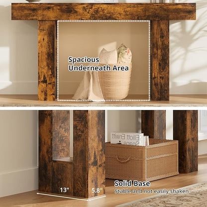 63 Inches Long Console Table for Entryway with Drawers, Wooden Sofa Table Behind Couch, Entry Table for Living Room, Foyer, Hallway, Rustic Brown
