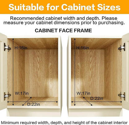 2-Tier Kitchen Cabinet Pull Out Shelf and Drawer Organizer Slide Out Pantry Storaqe Basket in Multiple Sizes (16" W x 21" D)