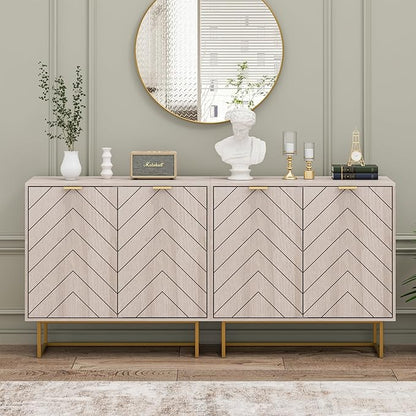Scurrty 31.5'' Sideboard Buffet Cabinet with Storage,Sideboard Buffet Set of 2, Natural Storage Cabinet with Doors and Adjustable Shelf, Ancient Style for Living Room, Kitchen, Log Color