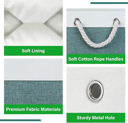 Bidtakay Small Storage Baskets for Shelves 3 Pack Fabric Storage Bins for Organizing Linen Collapsible Organizer for Closet-Deep Green