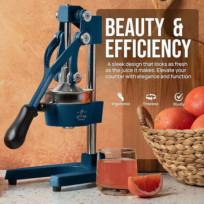 Zulay Kitchen Cast Iron Juicer - Heavy Duty Manual Juicer with Detachable Strainers for Easy Cleaning, Orange Juice Press for Citrus Fruits, Perfect for Bartenders, Juice Lovers & Health Enthusiasts