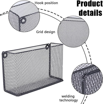 Foil and Plastic Wrap Organizer, Metal Grid Cabinet Door Organizer for Pantry Storage, Self-Adhesive Aluminum Foil Storage Holder with No-Drill Wall Mount for Kitchen Cabinets, Black