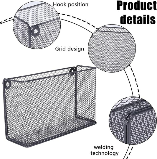 Foil and Plastic Wrap Organizer, Metal Grid Cabinet Door Organizer for Pantry Storage, Self-Adhesive Aluminum Foil Storage Holder with No-Drill Wall Mount for Kitchen Cabinets, Black