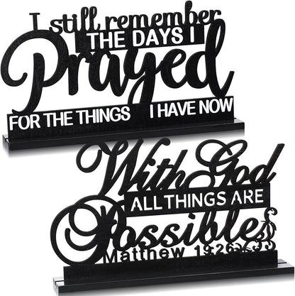 Jetec I Still Remember The Days I Prayed Sign Inspirational Table Blessed Signs Motivational Decor Farmhouse Table Home Centerpieces Faith Wooden Shelf for Living Room Office(Stylish Style)