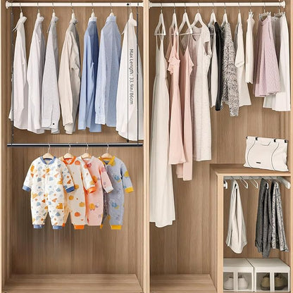 Closet Extender Hanging Rod 46.9in Closet Hanging Rod Heavy Duty Closet Organizer 6 Height Adjustble Closet Rod Extender, Closet Rods for Hanging Clothes, Black