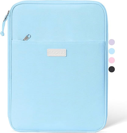 Sooez Zipper Binder Bag, 1 Inch Binders 3 Ring O-Ring, 5-Tab Dividers Expanding File Folder, 500-Sheet Capacity Three Ring Binder, Cute Organizer Storage for Student School Classroom Supplies, Blue