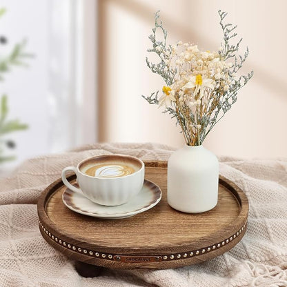 Decor Decorative Round Tray 11.81in for Home Decor for Coffee Table Farmhouse Kitchen Table Living Room Bathroom Centerpiece Tray Decor