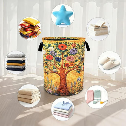 Tree Laundry Basket Waterproof Laundry Hamper Foldable Laundry Bag with Handles for Bedroom, Bathroom, Office, Clothes Storage