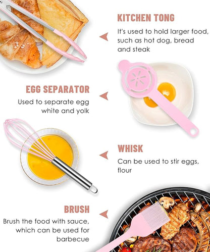 Kitchen Utensils Set-12 Pieces Silicone Cooking Utensils Set (Dishwasher Safe) 392°F Heat Resistant Spatula Set, Nonstick Cookware