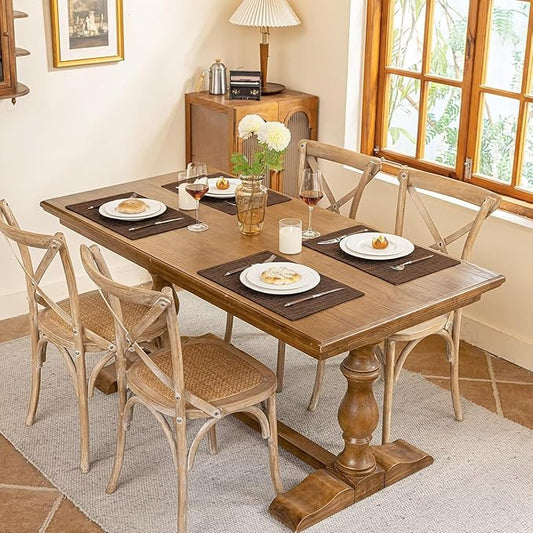 Blue Forest Placemats Set of 8, Dual-Layered Thickened Faux Linen Cloth Place Mats Heat Resistant Machine Washable Wrinkle Free Table Mats Indoor/Outdoor (Brown)