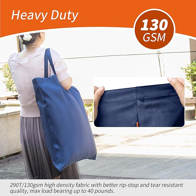 Polecasa Extra Heavy-Duty Laundry Bag 21x24”- Machine Washable Small Storage Bag with Reinforced Handles & Drawstring Closure & ID Tag for College Dorm Travel -Navy