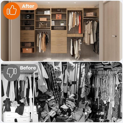 ROOMTEC 28.5" Medium Hanging Closet Unit, Modular Closet System with Hanging Rod, Wardrobe Organizer for Bedroom or Walk-in Closet, Wall Mounted, Customizable Clothes Storage Unit, Wood
