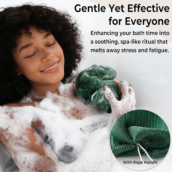 Afro Scrubber African Net Sponge - 2 Pieces Authentic African Wash Cloths - Exfoliating Body Sponges for Showering Forest & BabyPink - Back Scrub Exfoliator Shower Loofah for Body Bath Accessories