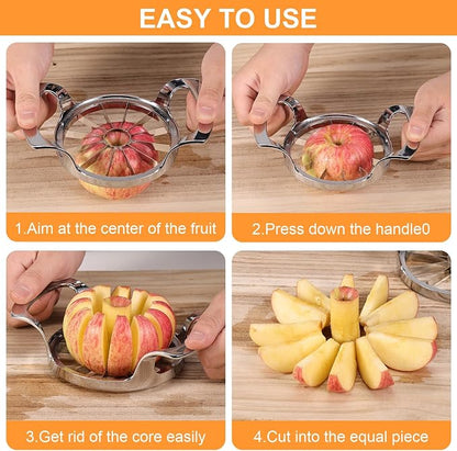 Apple Slicer with 12 Blades Extra Large Heavy Duty Stainless Steel Apple Corer, Dishwasher Safe Easy to Use Sharp Apple Slicer and Corer for Vegetables, Fruit and Pineapple