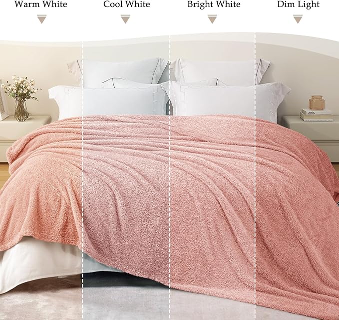 Exclusivo Mezcla Fleece King Size Bed Blanket, Ultra Soft, Lightweight and Fuzzy Dusty Pink Blanket for Women, Home Decor, 90x104 Inches