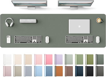 YSAGi Leather Desk Protector, Office Mat, Large Mouse Mat, Non-Slip PU Leather Blotter, Laptop Desk Mat, Waterproof Writing Pad for Office and Home(Dark Green, 63" x 17.2")