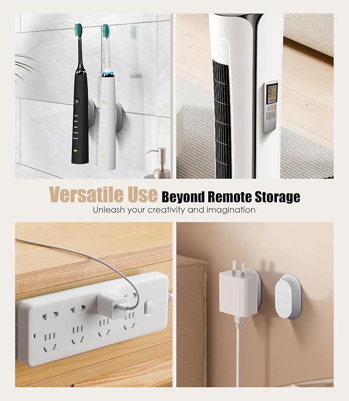 5 Pack Magnetic Remote Control Holder Wall Mount, Upgraded No Drill Self-Adhesive Organizer TV Remote Holder for Bed, Fan, RV Accessories (White)