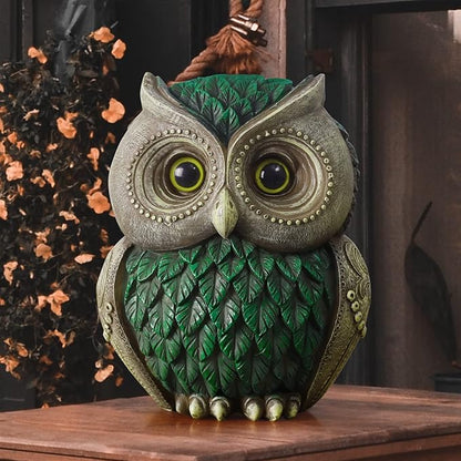 Artpaul Owl Decorations for Home Small Owl Decor Figurines Shelf Decor Home Office Living Room Decorations Birthday Gifts (Green)