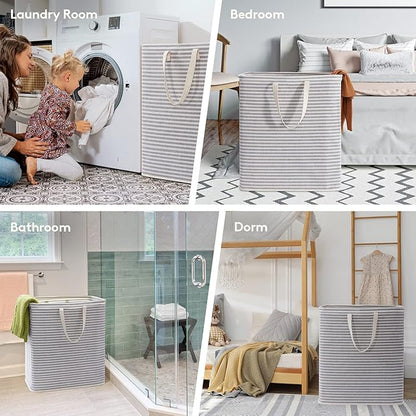 Lifewit 1 Pack Laundry Hamper Large Collapsible Laundry Baskets, Freestanding Waterproof Clothes Hamper with Easy Carry Handles in Laundry Room Bedroom Bathroom College Dorm, Grey, 100L