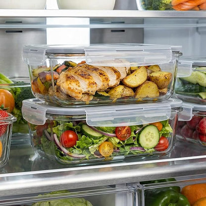 2 Pack 63oz Large Glass Storage Containers with Lids Big Airtight Glass Food Storage Containers for Storing food, vegetables or fruits, BPA Free, Freezer Dishwasher Oven Safe (gray)