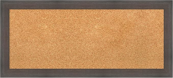 Amanti Art Natural Cork Board for Wall, 15x33 Vision Board with Brown Wood Frame, Medium Corkboard Office Decor for Home Organization, Rustic Farmhouse Corkboard Pinboard to display items for home