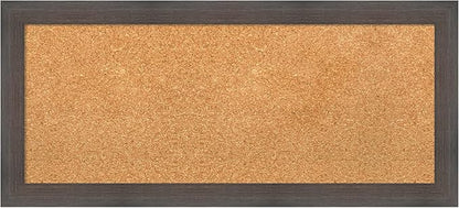 Amanti Art Natural Cork Board for Wall, 15x33 Vision Board with Brown Wood Frame, Medium Corkboard Office Decor for Home Organization, Rustic Farmhouse Corkboard Pinboard to display items for home