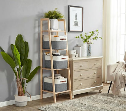 DECOMOMO Storage Baskets for Shelves - Fabric Storage Bins, Linen Closet Organizers and Storage (Slate Grey & White, XL - 3 Pack)