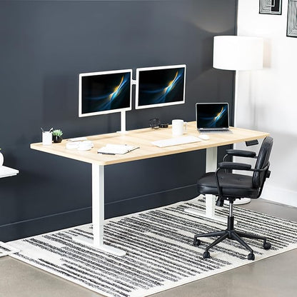 VIVO Electric 71 x 36 in Dual Motor Sit Stand Desk, Memory Height Adjustment, 2B Series, Light Wood Top White Frame, DESK-KIT-2W7C-36