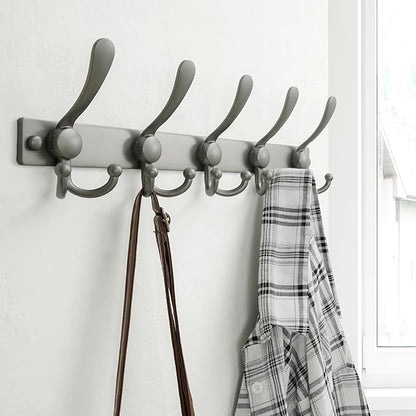 Dseap Coat Rack Wall Mount 2.0 Pro: Heavy Duty 300% Thicker, 16" Stud Mount, Stainless Steel Wall Coat Hooks Hanger for Clothes Jackets Hats Entryway Closet, MaxStrong Series, Grey, Pack of 2