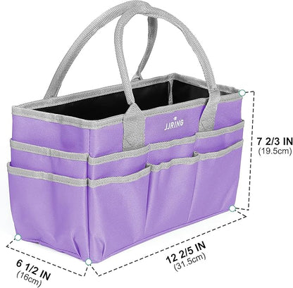 JJRING Craft and Art Tote - 600D Purple Nylon Fabric Art Sewing Organizer Bag with Pockets - for Craft, Scrapbooking, Medical, and Office Supplies Storage