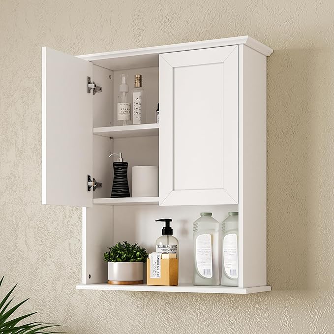 Bathroom Wall Cabinet, Over The Toilet Storage Cabinet, 23x29 Inch Medicine Cabinet with 2 Door & Adjustable Shelves, Bathroom Cabinet Wall Mounted for Laundry Room, Kitchen, Small Spaces
