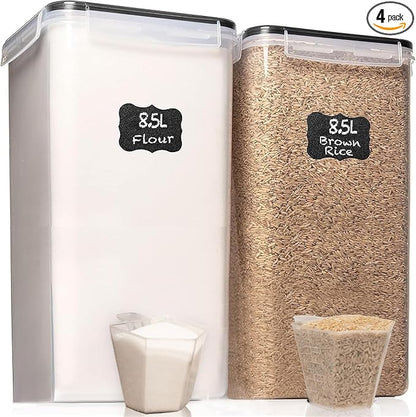 WHITE FEATHER SUPPLIES 8.5L/287Oz Extra Large Airtight Food Storage Containers (2 PC) with Lids, Kitchen and Pantry Organization Containers for Baking Supplies, Cereal, Flour, Sugar, Rice (BPA Free)