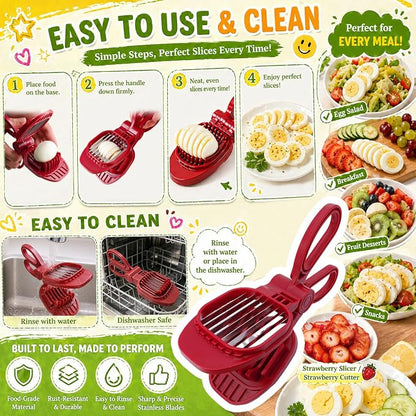 JAYVAR Large Egg Slicer for Hard Boiled Eggs, Egg Cutter with Thick and Sturdy Blade, Boiled Eggs Slicer with Long Handle, Stainless Steel Strawberry Slicers for EggChopper, Sturdy Easy to Clean Use