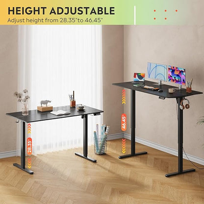 DEVAISE 55 x 28 Inches Electric Standing Desk, Adjustable Height Stand up Desk, 28 Inches Deeper Desktop Sit to Stand Desk with 3 Memory Preset, Adjustable Computer Desk for Home Office (Black)