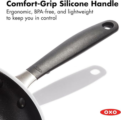 OXO 10” Non-Stick Every Day Frying Pan, BPA-Free Comfort Grip Silicone Handle, Dishwasher & Oven Safe, PFAS-Free Ceramic Skillet, Black