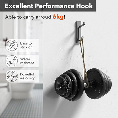 pickpiff Wall Hooks for Coat and Towel: 13LB Strong Adhesive Door Hanger Stick on, Grey 4 Pack